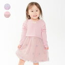 子供服 crescent (クレセント) 花柄チュールスカート長袖ワンピース 80cm 90cm 100cm 110cm 120cm 130cm N64380