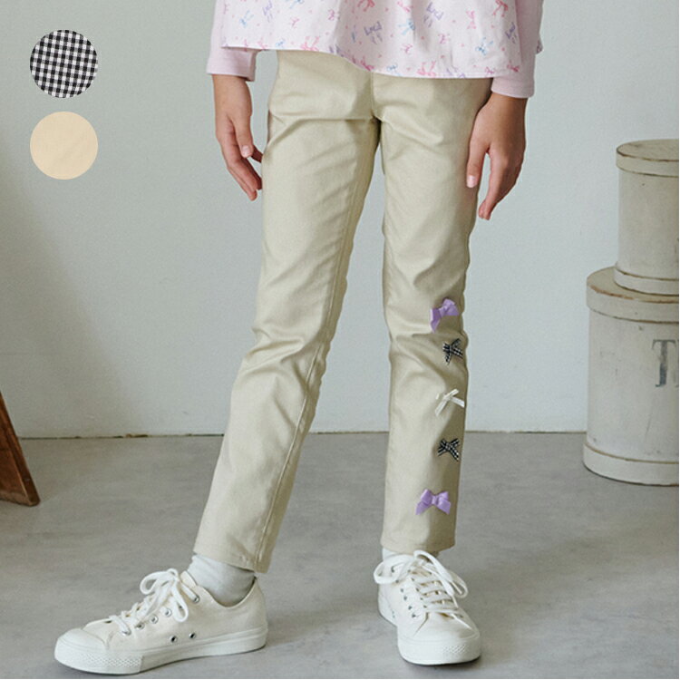 Rakuten - 【25秋冬セール50％OFF】子供服 crescent (クレセント) リボン付きツイル長パンツ・長ズボン 80cm 90cm 100cm 110cm 120cm 130cm N65083