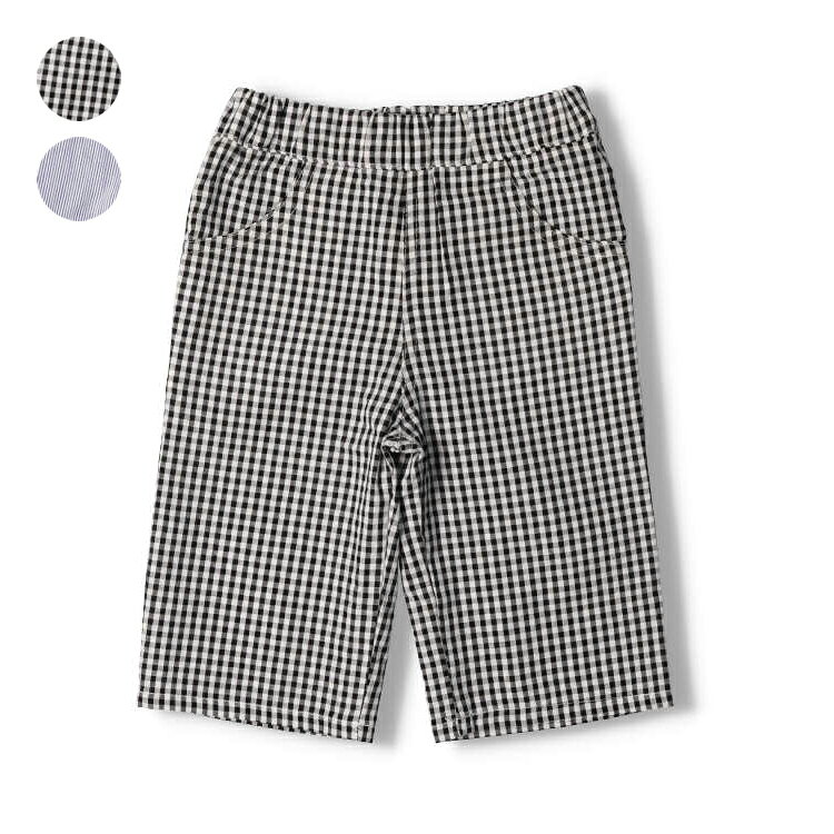 【24夏セール50%OFF】【子供服】 crescent (クレセント) ギンガムチェック・ストライプ柄ハーフパンツ 90cm〜130cm N31116