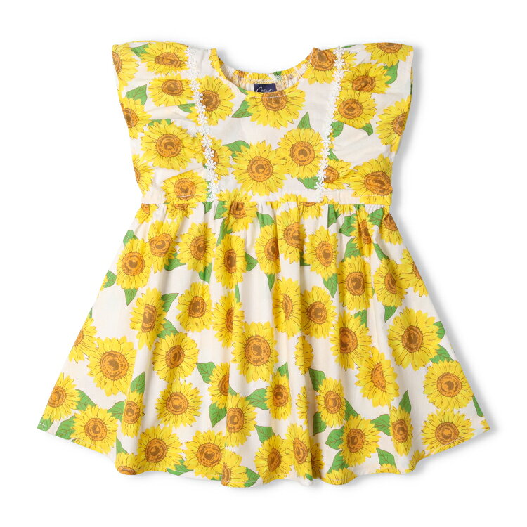 【26夏セール40％OFF】子供服 crescent (クレセント) ひまわり総柄ワンピース 80cm...