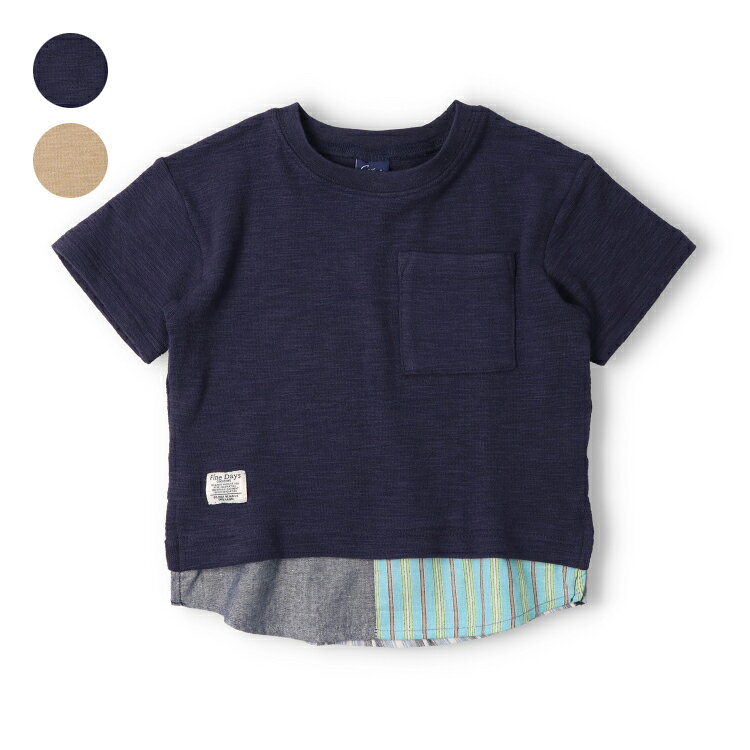 子供服 crescent (クレセント) 裾布帛切替半袖Tシャツ 80cm 90cm 100cm 110cm 120cm 130cm N34897