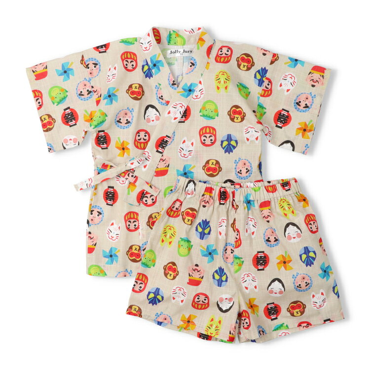 子供服 JollyJury (ジョリージュリー) 【WEB限定】お祭りお面柄甚平 80cm 90cm 100cm 110cm 120cm 130cm N36793