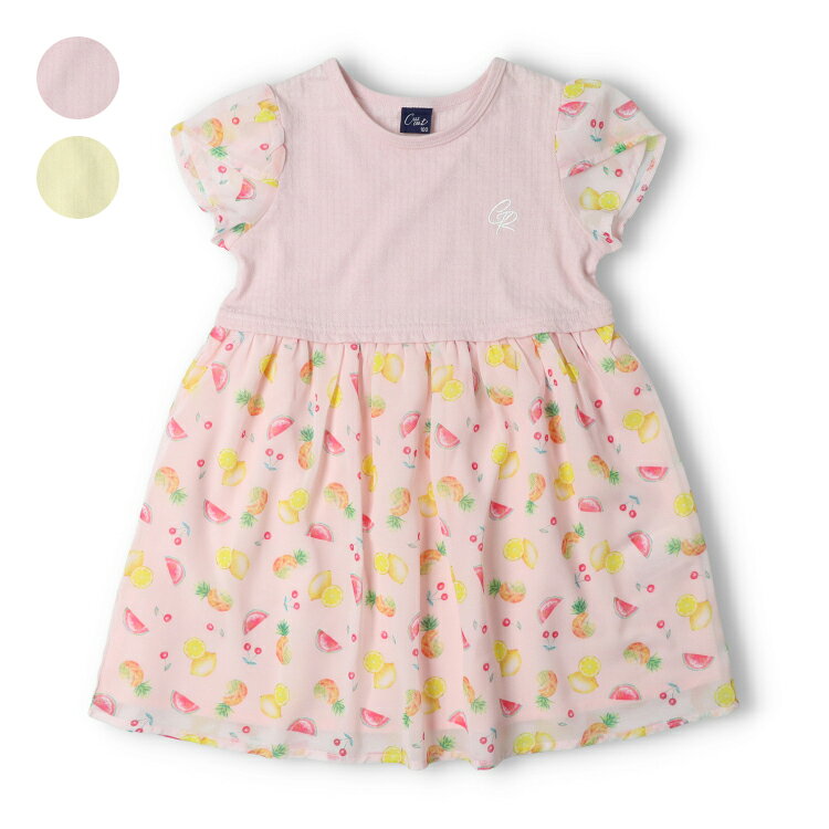 子供服 crescent (クレセント) フルーツ柄切替ワンピース 80cm 90cm 100cm 110cm 120cm 130cm N44394