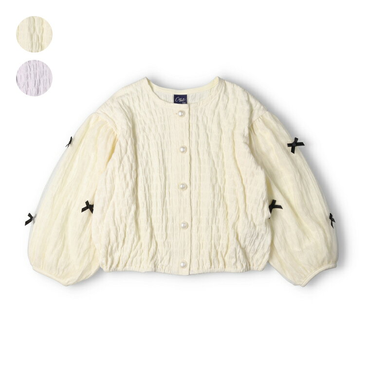 子供服 crescent (クレセント) リボン付き袖チュールカーディガン 80cm 90cm 100cm 110cm 120cm 130cm N44490