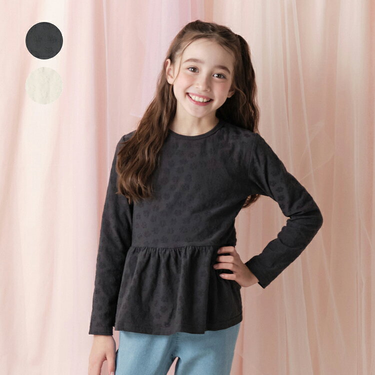 Rakuten - 【26春夏セール20％OFF】子供服 crescent (クレセント) お花柄ジャガード長袖Tシャツ・ロンT 80cm 90cm 100cm 110cm 120cm 130cm 140cm N26898