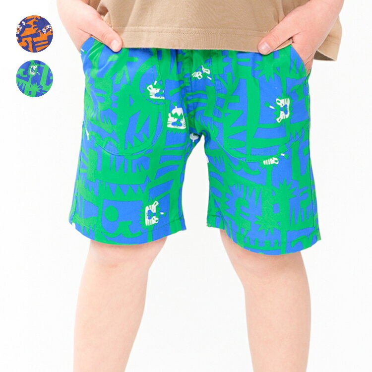 Rakuten - 子供服 JollyJury (ジョリージュリー) 【WEB限定】幾何学動物柄4分丈ハーフパンツ 80cm 90cm 100cm 110cm 120cm 130cm N37183