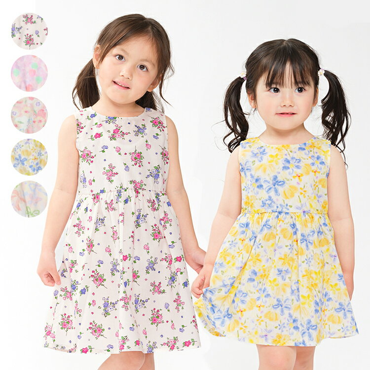 Rakuten - 子供服 WILL MERY (ウィルメリー) 【WEB限定】花・ドット・リボン柄総柄ワンピース 80cm 90cm 100cm 110cm 120cm 130cm N46381