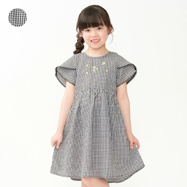 子供服 WILL MERY (ウィルメリー) 【WEB限定】お花刺繍ギンガムチェックワンピース 80cm 90cm 100cm 110cm 120cm 130cm N46398