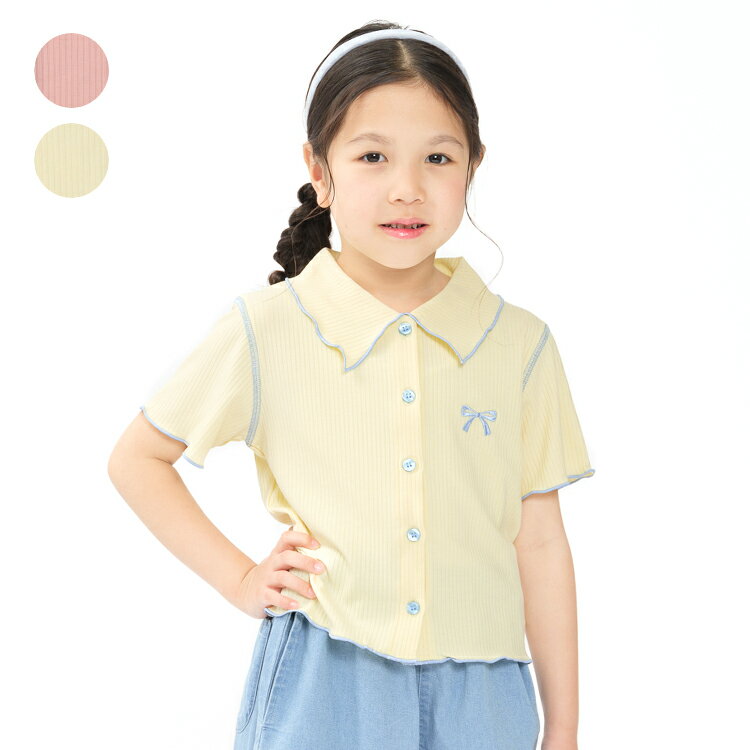 乐天商城 - 子供服 KIDS FOREST(キッズフォレスト) 【WEB限定】リボン刺繍テレコシャツ　80cm 90cm 100cm 110cm 120cm 130cm R46811