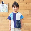 【25夏セール20%OFF】子供服 Daddy Oh Daddy (ダディオダディ) バンダナ柄切替半袖Tシャツ 90cm 100cm 110cm 120cm 130cm V34804