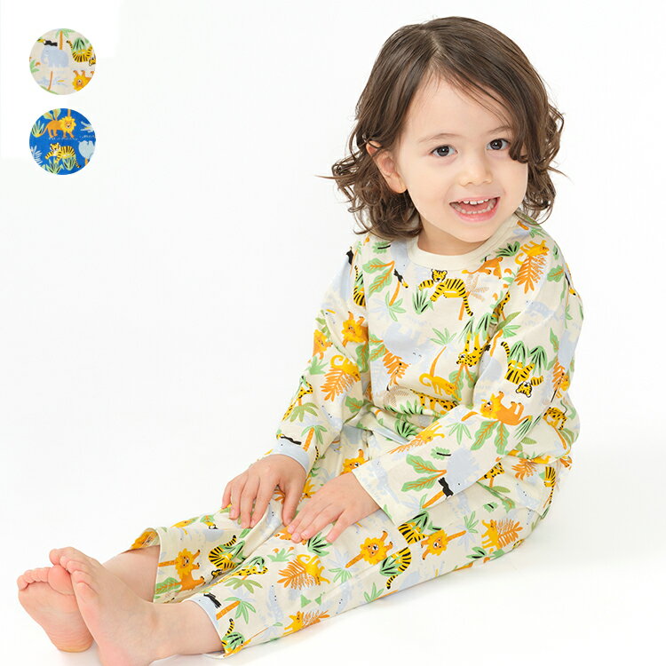 【店内全品10％OFFクーポン配布中！2/10 1：59まで】子供服 JollyJury (ジョリージュリー) 【ネット限定】動物総柄長袖パジャマ 80cm 90cm 100cm 110cm 120cm 130cm V17799