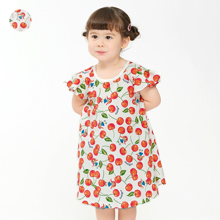 Rakuten - 子供服 Daddy Oh Daddy (ダディオダディ) 日本製ダディコチェリー総柄ワンピース 90cm 100cm 110cm 120cm 130cm V46300