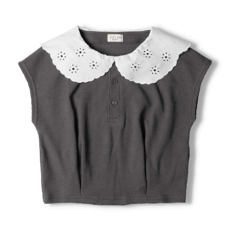 【24夏セール30%OFF】子供服 kid´s zoo (キッズズー) レース衿付きワッフル半袖Tシ...
