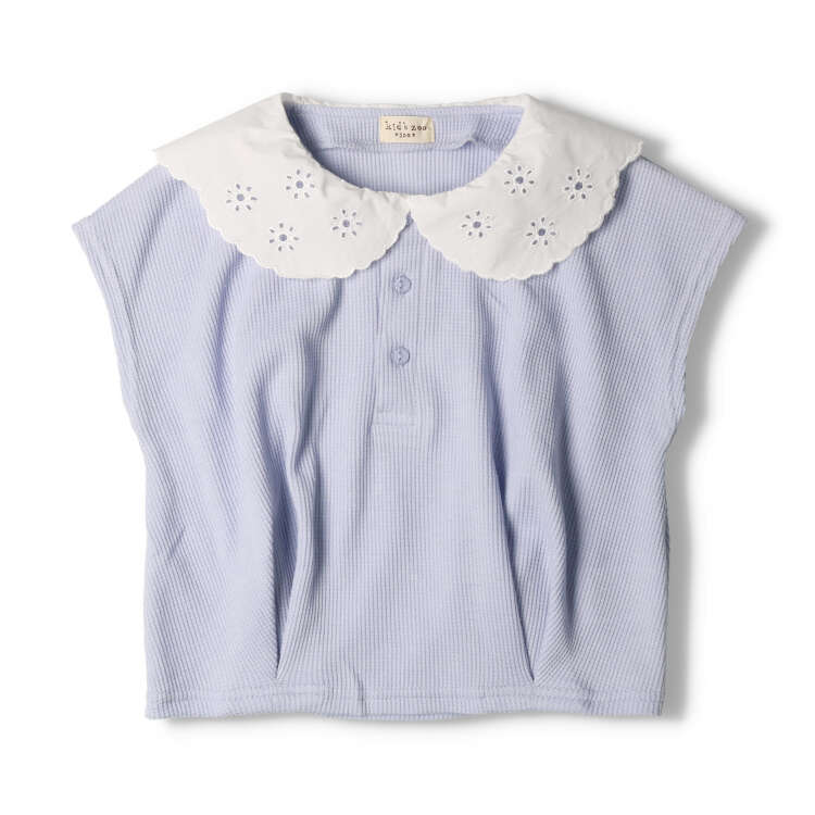 【24夏セール30%OFF】子供服 kid´s zoo (キッズズー) レース衿付きワッフル半袖Tシ...