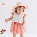 【25夏セール20%OFF】子供服 kid´s zoo (キッズズー) レースベスト風花柄ロンパース・オール 70cm,80cm W44701