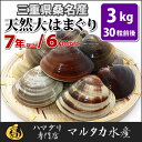 【送料無料】三重県桑名産　天然大はまぐり 7年もの以上蛤(ハマグリ)6cm以上3kg（30粒前後）入♯貝 はまぐり 三重ブランド 桑名 国産 海鮮 バーベキュー 特大 地蛤 2