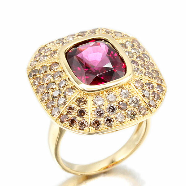 K18YGガーネットダイヤモンドリ...