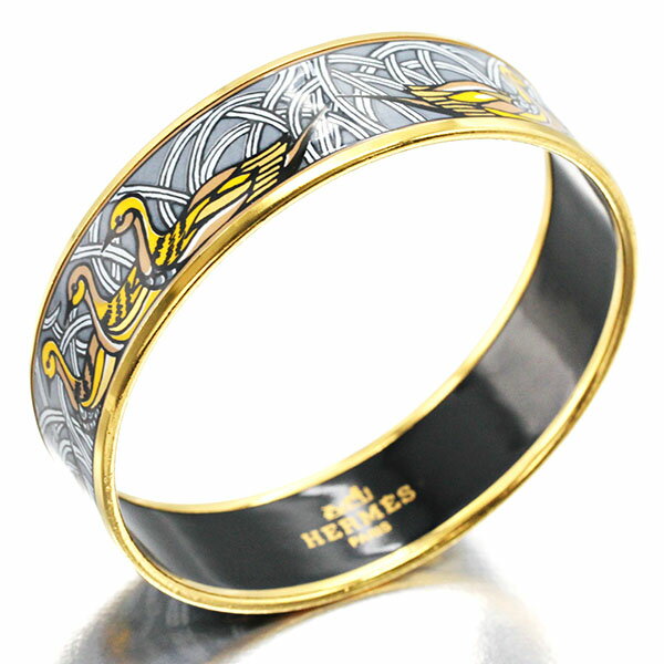 エルメス HERMES エマイユGM アヒルモチーフ バングル グレー GP エナメル 七宝 鳥 アクセサリー 女性 レディース ファッション おしゃれ 誕生日...