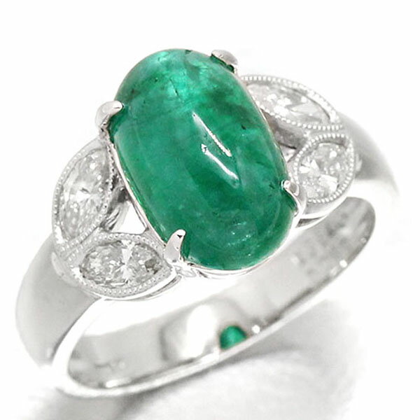 乐天商城 - プラチナ エメラルド ダイヤモンド リング E3.84ct D0.63ct 14号 8.0g レディース 中古 指輪 ジュエリー アクセサリー 上品 普段使い 記念日 誕生日 プレゼント ギフト PT900