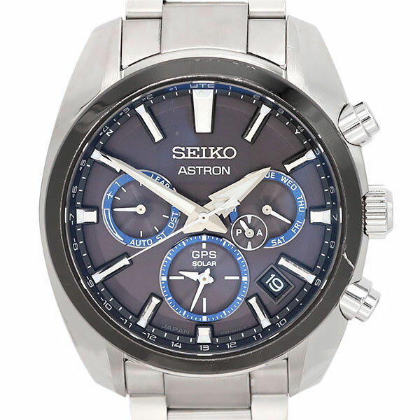 セイコー SEIKO アストロン 5Xシリーズ SBXC053 5X53-0AJ0 デュアルタイム ワールドタイム ブラック文字盤 SS メンズ腕時計 GPS 電波ソーラー 42.7mm 中古 ステンレススチール ソーラーウォッチ ビジネス カジュアル デイリー 高級時計