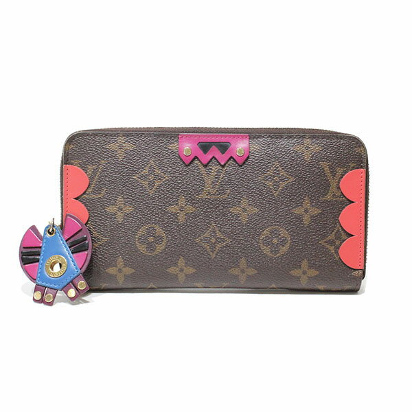 ルイヴィトン LOUIS VUITTON モノグラム トーテム ジッピーウォレット 長財布 M61364 フラミンゴ 2015年 クルーズコレクション ブランド 女性 レディース 茶系 ブラウン カラフル お洒落 記念日 ギフト 誕生日 プレゼント 20代 30代 40代 50代