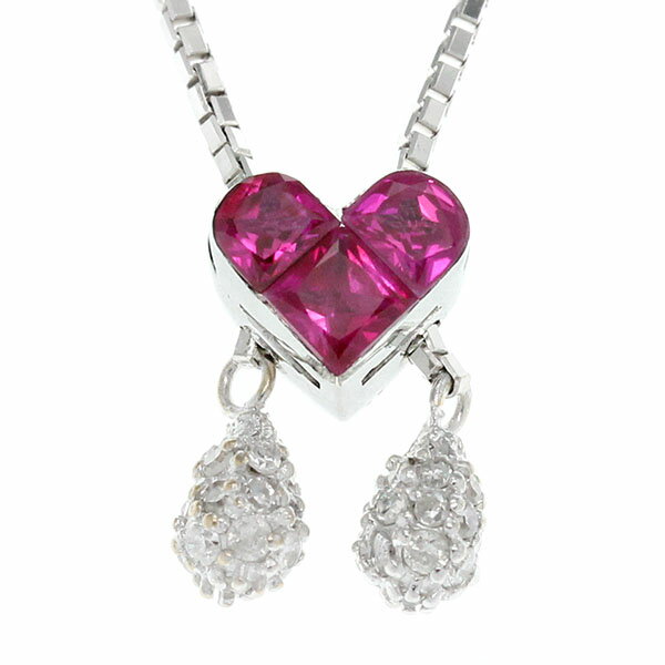 K18WGハートモチーフルビーダイ...