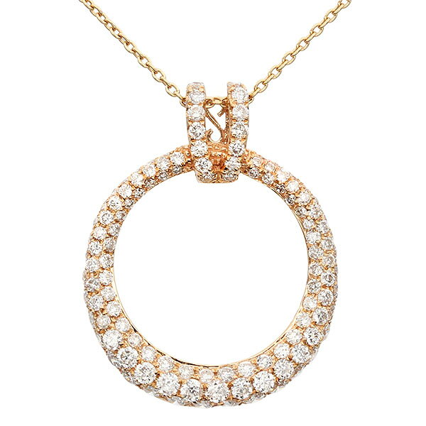 乐天商城 - K18PG サークルデザイン ダイヤモンド スライドチェーン ネックレス 50cm D1.00ct 4.4g ピンクゴールド750 宝石 ジュエリー アクセサリー 女性 レディース おしゃれ ファッション 華やか 誕生石 4月 誕生日 バースデー 記念日 プレゼント