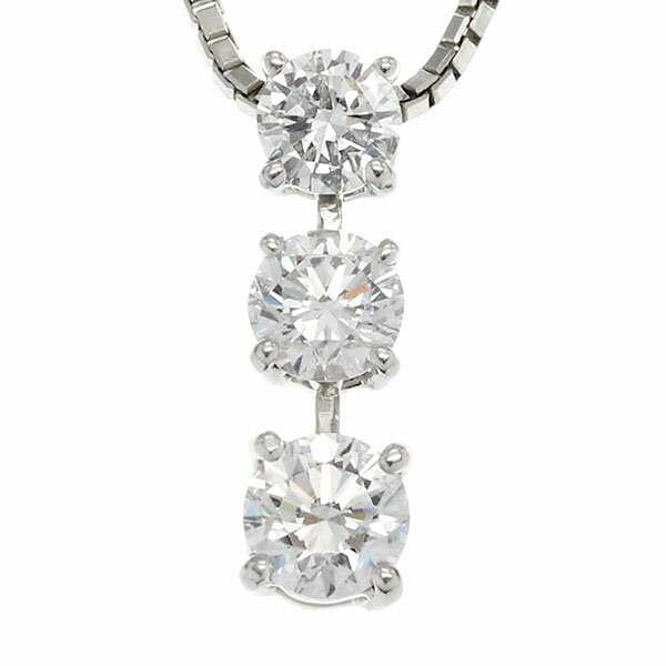乐天商城 - プラチナ ダイヤモンド スライドチェーン ネックレス D1.219ct VS-2/VERY GOOD 45cm Pt900/850 8.2g レディース 宝石 ジュエリー 3粒ダイヤ 上品 高級 誕生日 中古