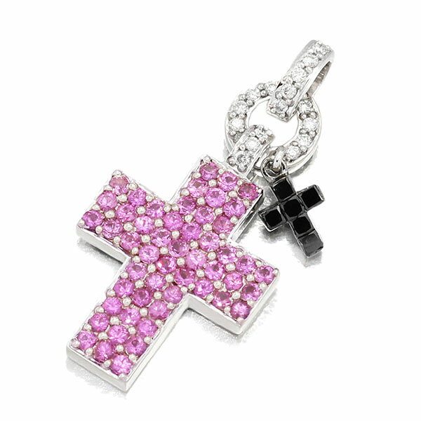 Ruby - K18WG クロスモチーフ ルビー ダイヤモンド ペンダントトップ ホワイトゴールド750 宝石 十字架 アクセサリー 女性 レディース 誕生石 7月 ギフト 誕生日 プレゼント 贈り物 バースデー 20代 30代 40代 50代