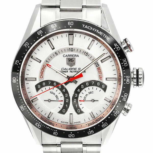 タグホイヤー TAG Heuer カレラ キャリバーS ラップタイマー クロノグラフ CV7A11.BA0795 シルバー文字盤 SS クォーツ 43mm メンズ腕時計 中古 ステンレスブレス スポーツウォッチ 男性用 人気 定番 プレゼント 誕生日