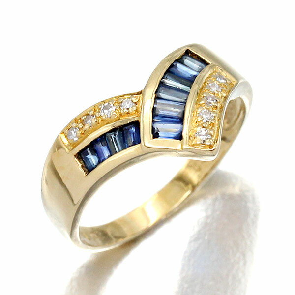 乐天商城 - K18YG サファイア ダイヤモンド リング 17号 S1.02ct D0.09ct イエローゴールド750 宝石 指輪 高級 ジュエリー アクセサリー 女性 レディース 誕生日 記念日 プレゼント 誕生石 9月