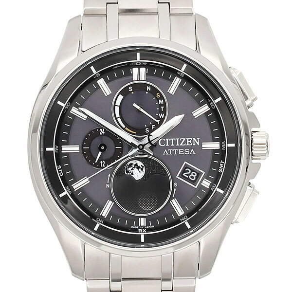 Rakuten - 未使用 シチズン CITIZEN アテッサ ATTESA ムーンフェイズ ルナプログラム BY1001-66E ソーラー 電波 メンズ腕時計 チタン ブラック文字盤 中古 エコドライブ デイト 軽量 ビジネス デイリー プレゼント