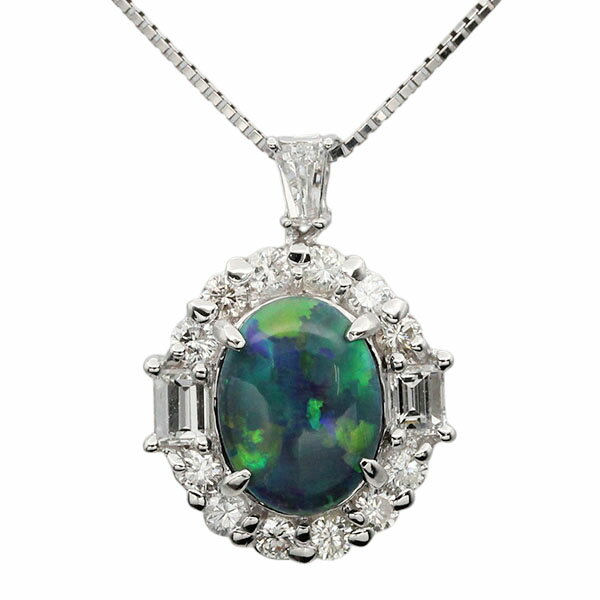 Opal - K18WG ブラックオパール ダイヤモンド スライドチェーン ネックレス 46cm BO1.82ct D0.78ct ホワイトゴールド750 4.2g 宝石 ジュエリー アクセサリー レディース 女性 ファッション おしゃれ 誕生石 10月 誕生日 バースデー プレゼント パーティー 結婚式