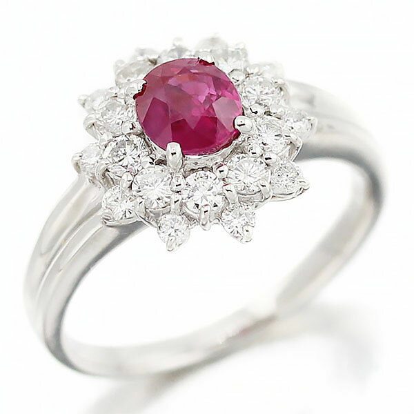乐天商城 - プラチナ ルビー ダイヤモンド リング 14号 R1.05ct D0.87ct Pt850 鑑別書 指輪 宝石 ジュエリー アクセサリー レディース 女性 ファッション おしゃれ 誕生石 7月 誕生日 バースデー プレゼント パーティー かわいい