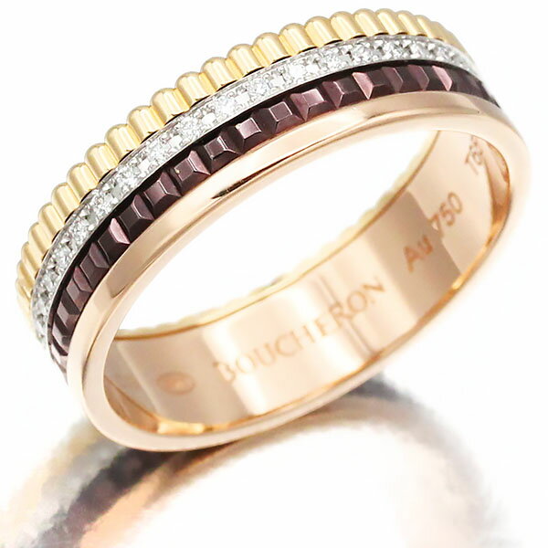 乐天商城 - ブシュロン BOUCHERON キャトル クラシック ダイヤモンド リング スモール JRG00627 K18PG/WG/YG ブラウンPVD #65 7.9g メンズ レディース 中古 正規品 18金 ゴールド 750 指輪 ブランドジュエリー アクセサリー 人気 定番