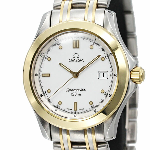 オメガ OMEGA シーマスター120 ホワイト文字盤 SS/YG メンズ腕時計 2311.20 クォーツ Seamaster 36mm ステンレススチール イエローゴールド 男性 プレゼント 贈り物 ブランド 誕生日 記念日 ギフト