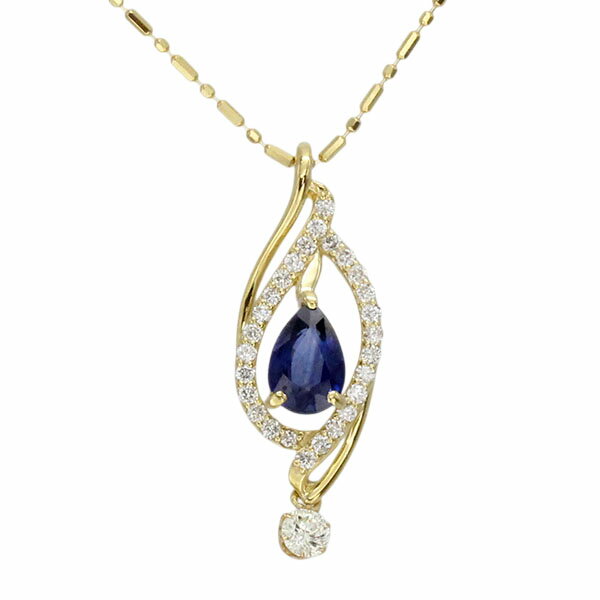 乐天商城 - K18YG サファイア ダイヤモンド スライドチェーン ネックレス 45cm S0.682ct D0.18ct/0.102ct 3.2g 鑑別書 イエローゴールド750 宝石 ジュエリー アクセサリー 女性 レディース おしゃれ ファッション 誕生石 9月 4月 誕生日 バースデー プレゼント