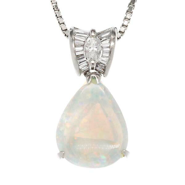 乐天商城 - プラチナ オパール ダイヤモンド ペンダント ネックレス 40cm OP1.26ct D0.33ct Pt900/850 宝石 ジュエリー 女性 レディース 華やか アクセサリー 上品 かわいい お呼ばれ ギフト 誕生日 プレゼント 誕生石 10月 贈り物 バースデー