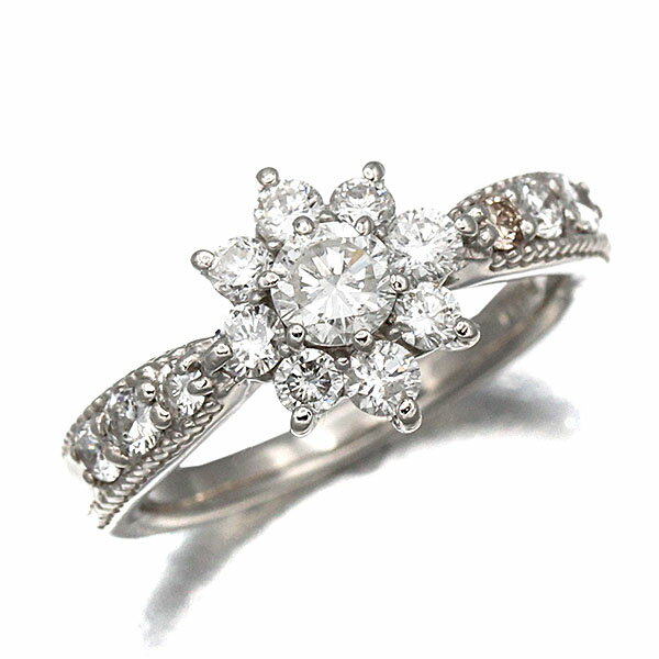 乐天商城 - プラチナ ダイヤモンド フラワーモチーフ リング 12号 D1.00ct Pt900 指輪 宝石 ジュエリー アクセサリー レディース 女性 ファッション おしゃれ 誕生石 4月 誕生日 バースデー プレゼント ギフト 贈り物 上品 デザイン 華やか