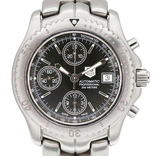 タグ・ホイヤー TAG Heuer リンク LINK クロノグラフ デイト CT2111 ブラック文字盤 SS メンズ腕時計 自動巻き 41mm 中古 ステンレススチール ビジネス デイリー 誕生日 プレゼント