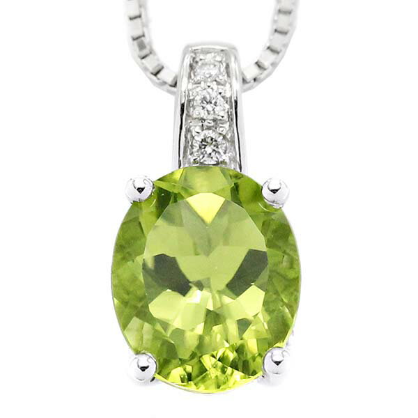 K18WGペリドットダイヤモンドネ...