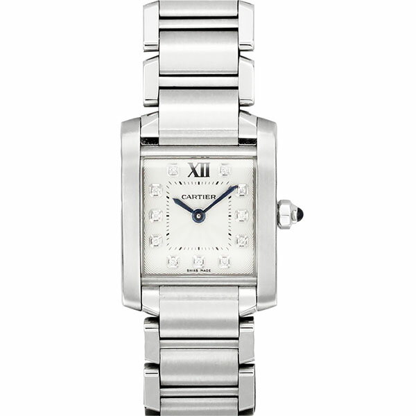 カルティエ Cartier タンクフランセーズ SM WE110006 SS クォーツ レディース腕時計 ホワイト文字盤 11Pダイヤモンド 保証書付 中古 ビジネス フォーマル ファッション ウォッチ watch 誕生日 バースデー プレゼント