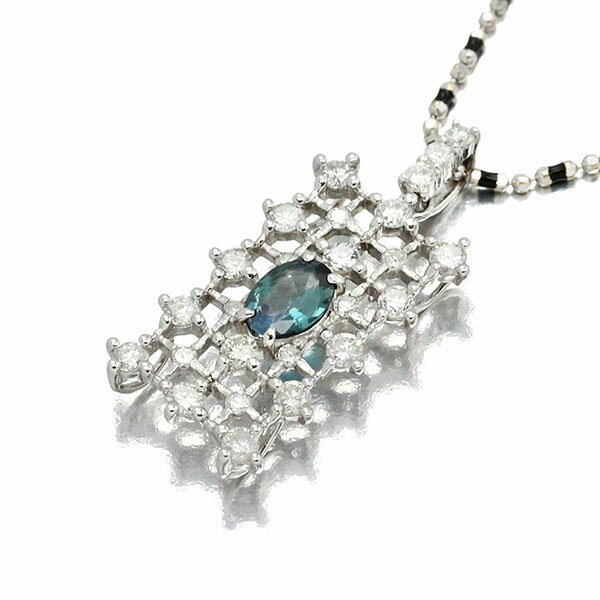 绿宝石 - K18WG アレキサンドライト ダイヤモンド ネックレス AX0.48ct D0.86ct 55cm ホワイトゴールド750 宝石 ジュエリー 女性 レディース アクセサリー 誕生日 誕生石 6月 バースデー 贈り物 プレゼント