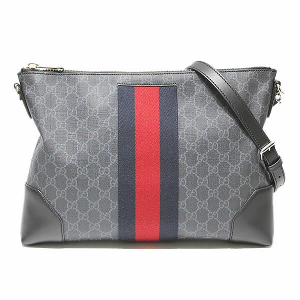 乐天商城 - 未使用 グッチ GUCCI GGスプリーム ウェブストライプ ショルダーバッグ 474139 ブラック PVC レザー メンズ ユニセックス 正規品 斜め掛け 肩掛け 鞄 ロゴ カジュアル 通勤 通学