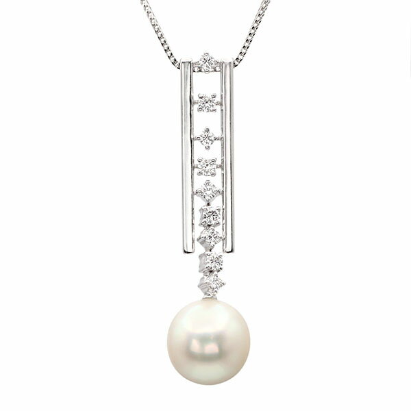 Rakuten - タサキ TASAKI パール ダイヤモンド ネックレス スライドチェーン 50cm P10mm珠 D0.24ct K18WG レディース 中古 真珠 ホワイトゴールド 750 18金 ペンダント ジュエリー アクセサリー フォーマル デイリー ファッション プレゼント