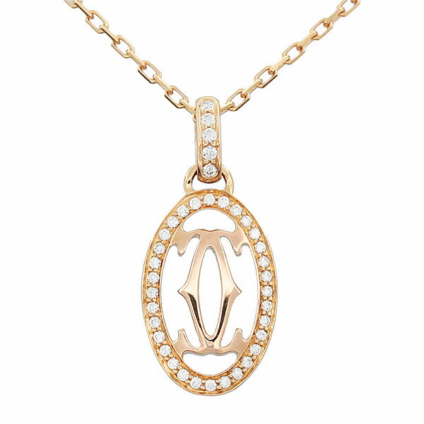 カルティエ Cartier ドゥーブルC ロゴ ダイヤモンド ネックレス K18PG 41cm ピンクゴールド750 金 18金 4.1g ジュエリー 宝石 アクセサリー 女性 レディース おしゃれ ファッション 誕生日 バースデー 記念日 プレゼント ブランド