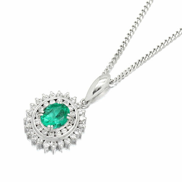 乐天商城 - プラチナ エメラルド ダイヤモンド ペンダント ネックレス 40cm E0.73ct D0.44ct Pt900/850 宝石 ジュエリー 女性 レディース 華やか シンプル 上品 アクセサリー お呼ばれ ギフト 誕生日 プレゼント 20代 30代 40代 50代