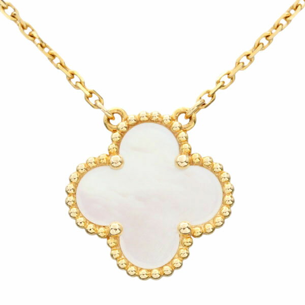 乐天商城 - ヴァンクリーフ&アーペル Van Cleef & Arpels ヴィンテージ アルハンブラ ペンダント ネックレス マザーオブパール K18YG 37.5cm 42cm 4.9g レディース 中古 18金 ゴールド 750 ジュエリー ブランド 人気 定番 クローバーモチーフ