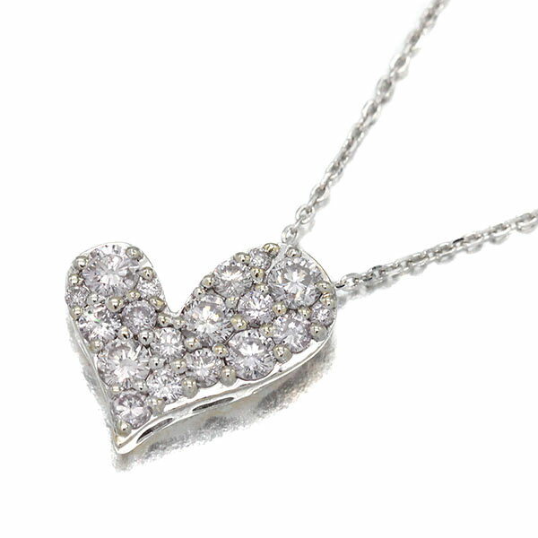 Rakuten - K18WG ハートモチーフ ピンクダイヤモンド ネックレス 44cm D1.00ct ホワイトゴールド750 宝石 ジュエリー アクセサリー レディース 女性 誕生石 4月 誕生日 バースデー プレゼント