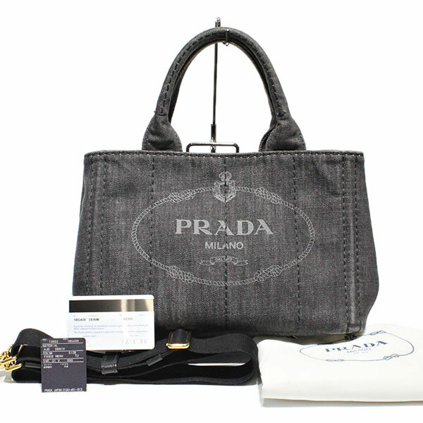 PRADA■プラダ カナパ　グレー　デニム　ビアンコ CANAPA プラダ PRADA カナパ ハンドバッグ 1BG439 ライトグレー デニム